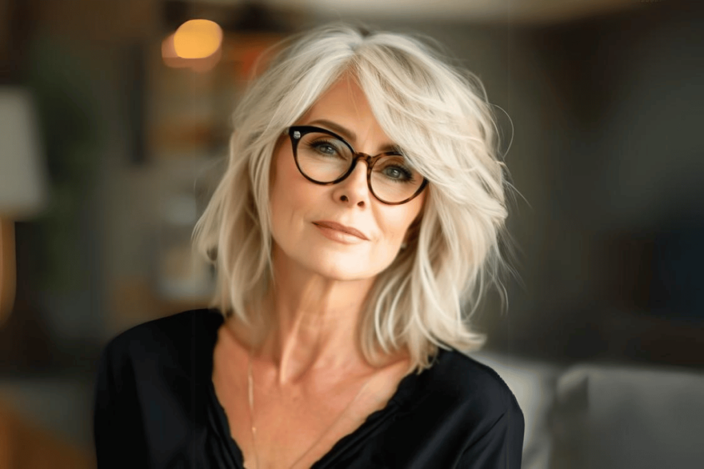 hairstyles for older women with glasses