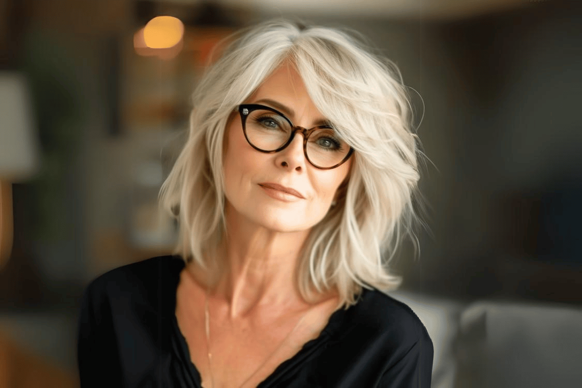 Hairstyles for 60 year old woman with glasses fashion