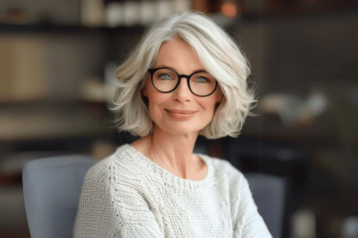 hairstyles for women over 70 with glasses